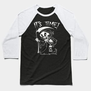 It's Time! Death Retro 30's Cartoon Grim Reaper Skeleton Baseball T-Shirt